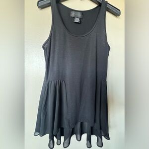 KK Kim Kardashian Elegant Black Sleeveless Top Large L Tank See Through Black
